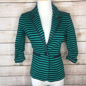 💞Laundry By Shelli Sega blue green stripe blazer